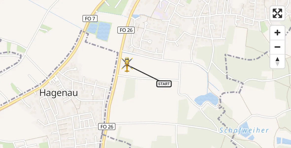 Flugroute Rettungshubschrauber Poxdorf - Poxdorf, 03 Oktober 2026, 15:18