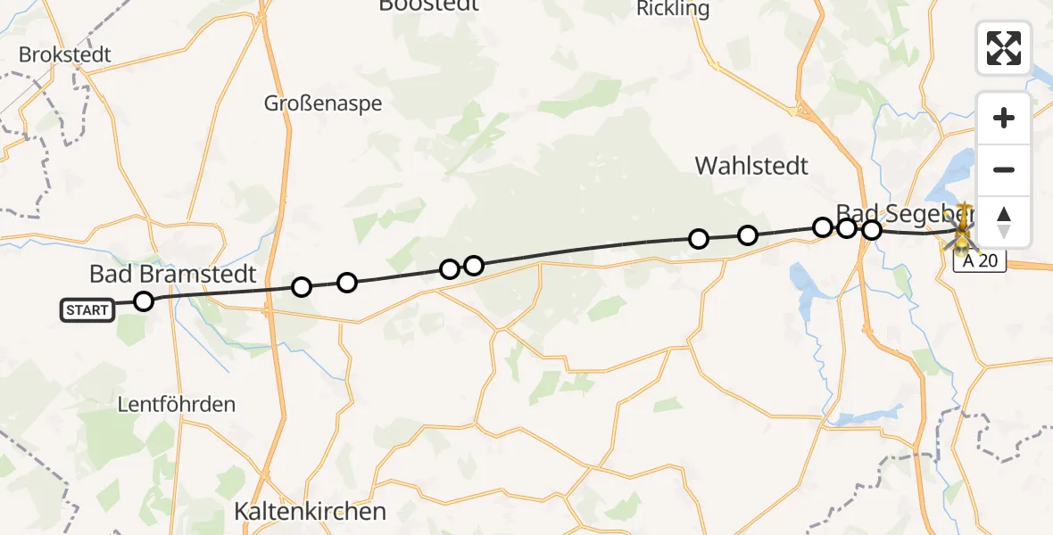 Flugroute Rettungshubschrauber Weddelbrook - Bad Segeberg, 03 Oktober 2026, 15:48