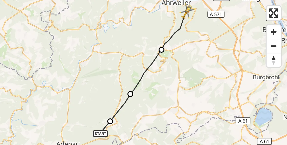 Flugroute Ambulanzhubschrauber Leimbach - Bad Neuenahr-Ahrweiler, 03 Oktober 2026, 16:04