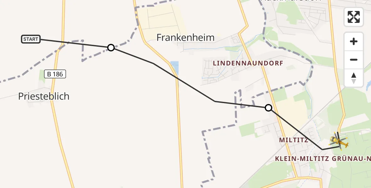 Flugroute Rettungshubschrauber Schkeuditz - Leipzig, 03 Oktober 2026, 16:09