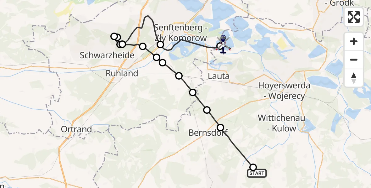 Flugroute Polizeihubschrauber Ralbitz-Rosenthal - Elsterheide, 03 Oktober 2026, 16:28