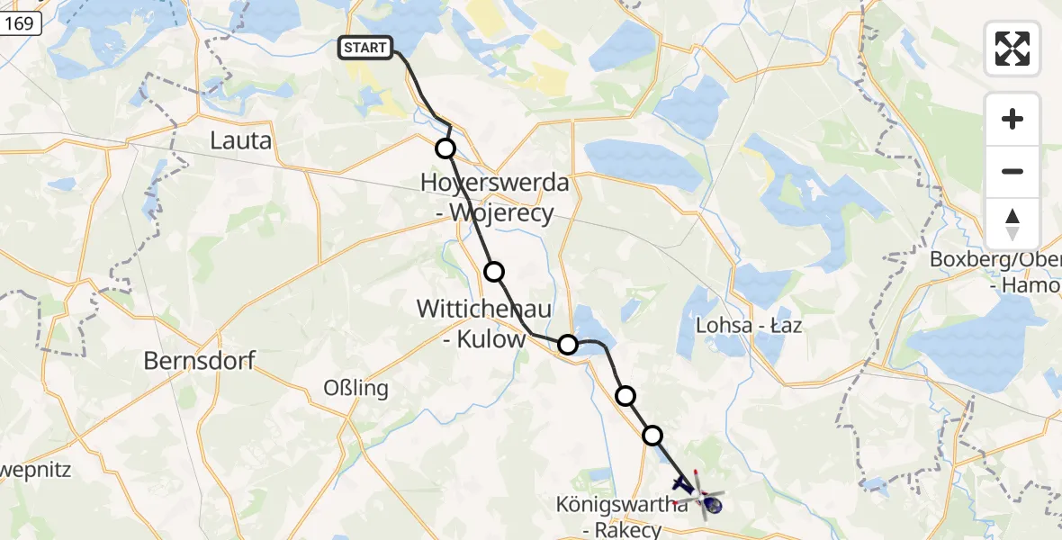 Flugroute Polizeihubschrauber Elsterheide - Lohsa, 03 Oktober 2026, 16:58