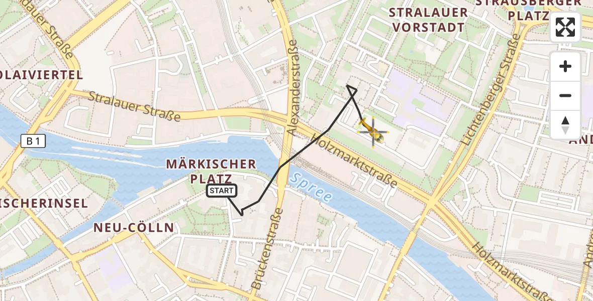 Flugroute Rettungshubschrauber Berlin - Berlin, 03 Oktober 2026, 18:35