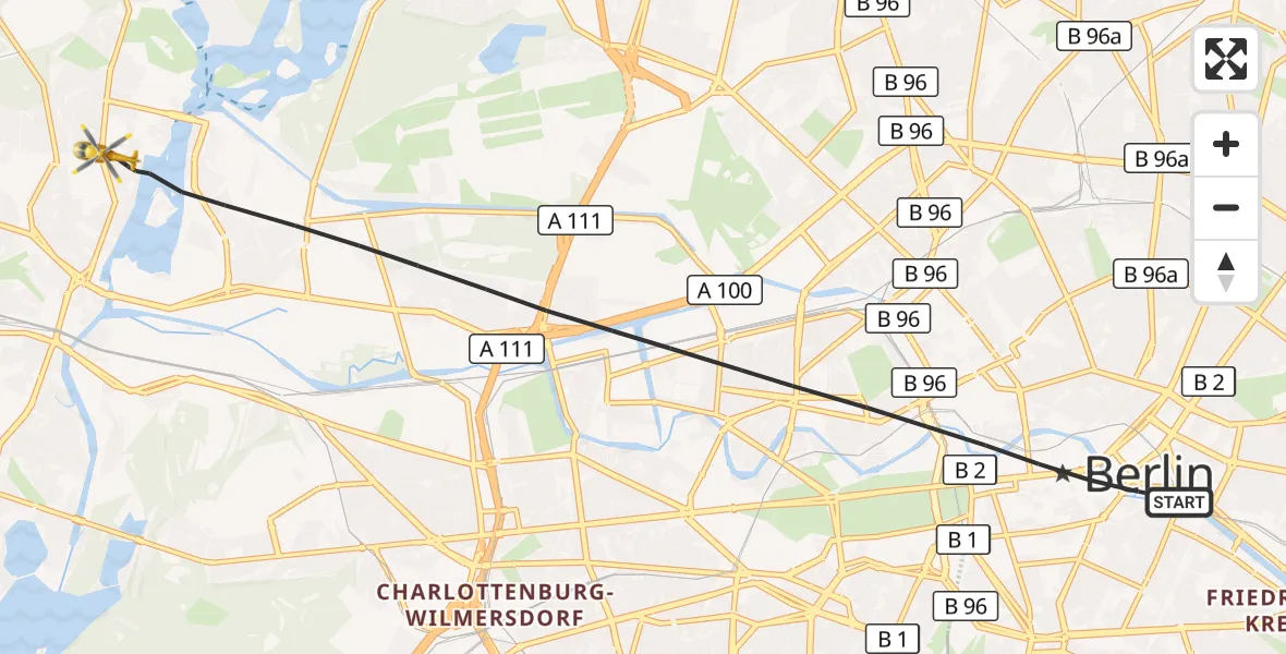 Flugroute Rettungshubschrauber Berlin - Berlin, 03 Oktober 2026, 19:57