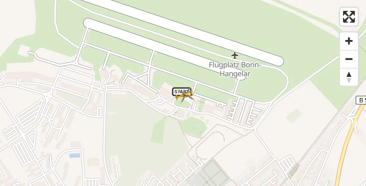Flugroute Ambulanzhubschrauber Bonn-Hangelar Flugplatz - Bonn-Hangelar Flugplatz, 04 Oktober 2026, 06:54