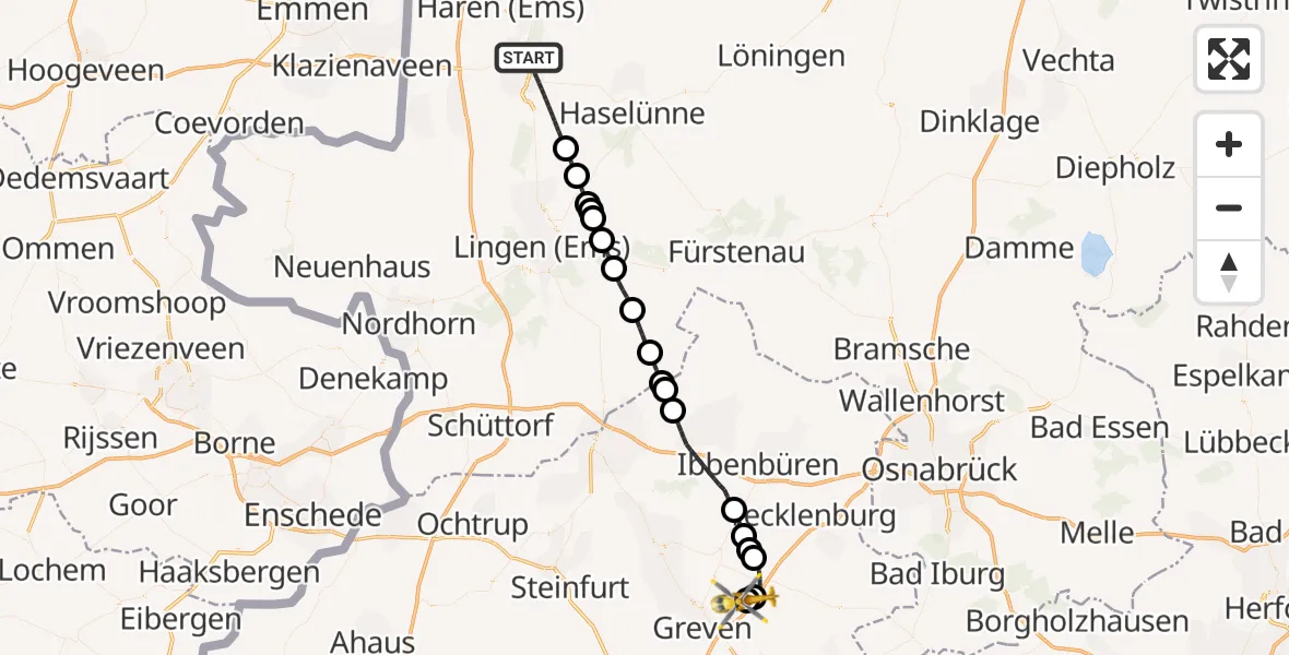 Flugroute Ambulanzhubschrauber Meppen - Christoph  Westfalen-ADAC, 04 Oktober 2026, 08:48