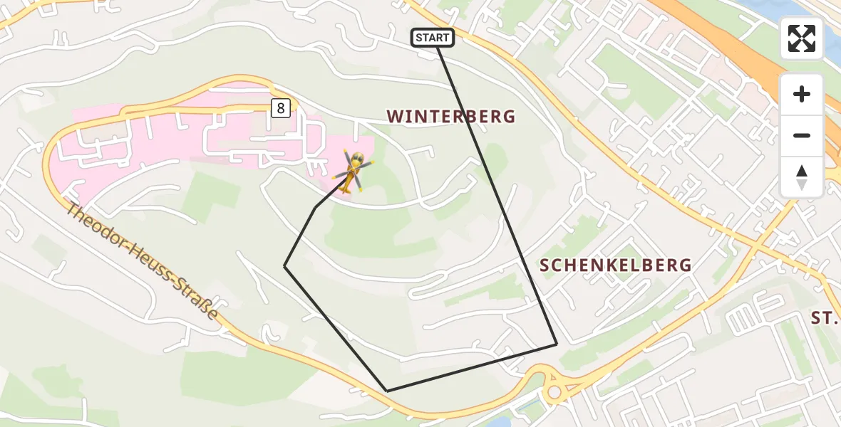 Flugroute Rettungshubschrauber Saarbrücken - Saarbrücken, 04 Oktober 2026, 09:00