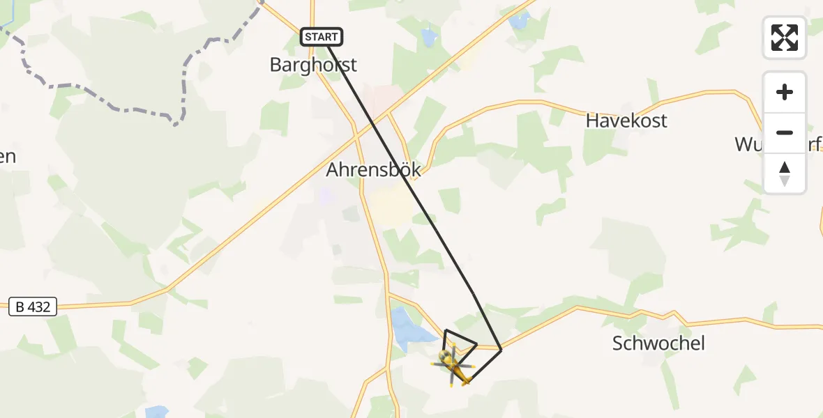 Flugroute Rettungshubschrauber Ahrensbök - Ahrensbök, 04 Oktober 2026, 12:48