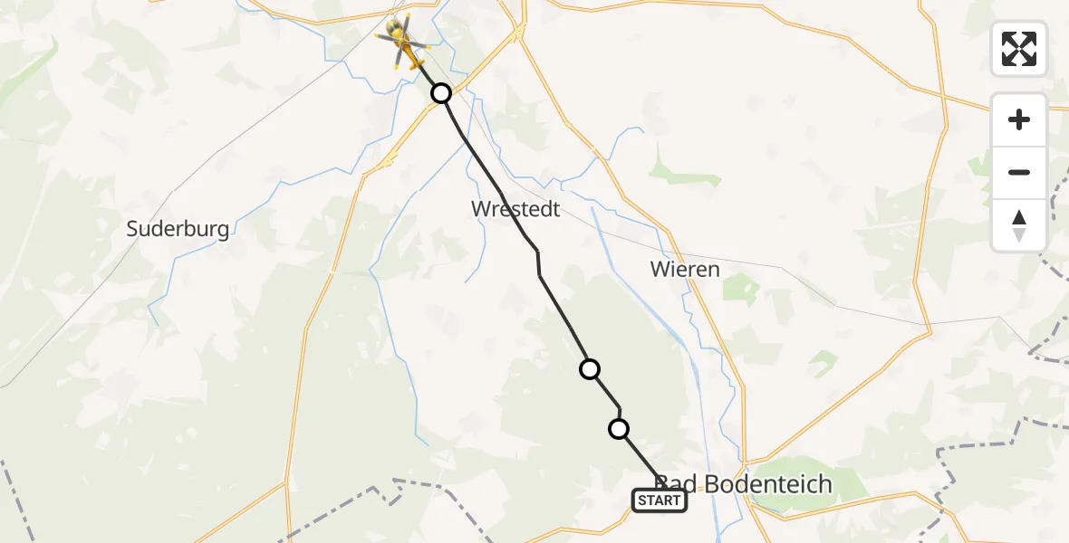 Flugroute Rettungshubschrauber Lüder - Uelzen, 04 Oktober 2026, 14:33