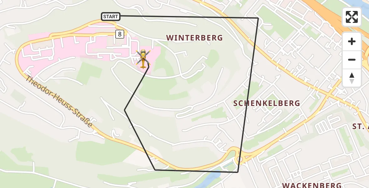 Flugroute Rettungshubschrauber Saarbrücken - Saarbrücken, 04 Oktober 2026, 15:05
