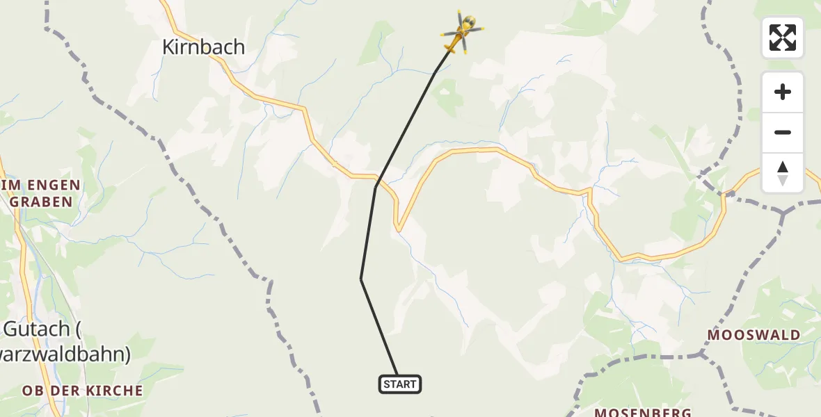 Flugroute Rettungshubschrauber Wolfach - Wolfach, 04 Oktober 2026, 15:10