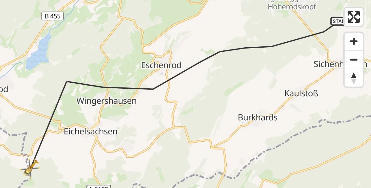 Flugroute Rettungshubschrauber Schotten - Schotten, 04 Oktober 2026, 15:27