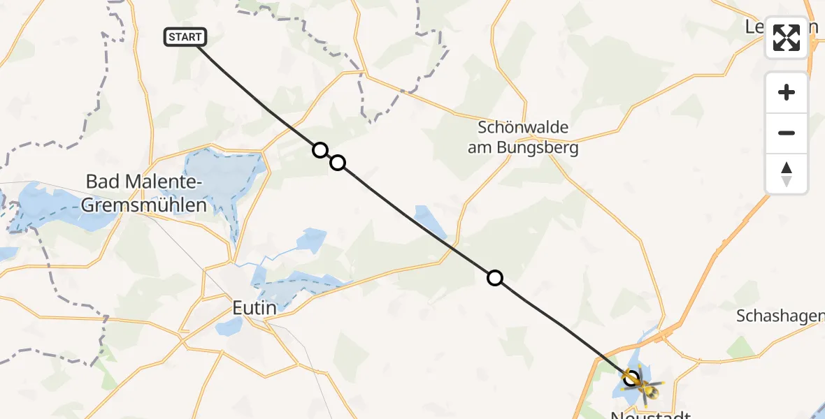 Flugroute Rettungshubschrauber Malente - Neustadt in Holstein, 04 Oktober 2026, 15:28