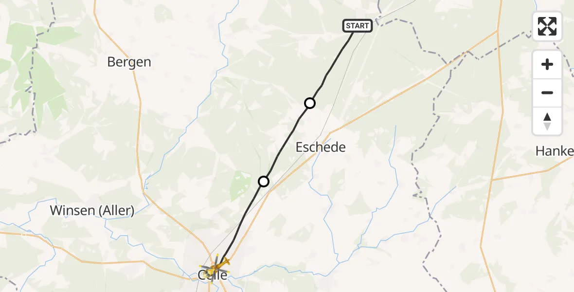 Flugroute Rettungshubschrauber Südheide - Celle, 04 Oktober 2026, 16:18