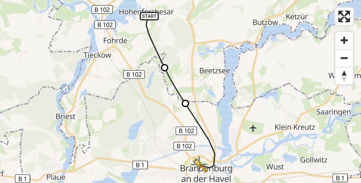 Flugroute Rettungshubschrauber Havelsee - Brandenburg an der Havel, 04 Oktober 2026, 16:42