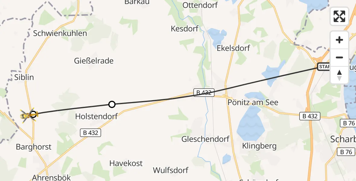 Flugroute Rettungshubschrauber Scharbeutz - Christoph 12 Luftrettungszentrum, 04 Oktober 2026, 16:47