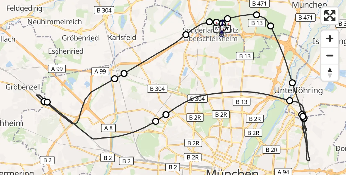 Flugroute Polizeihubschrauber Oberschleißheim - Oberschleißheim, 04 Oktober 2026, 17:00