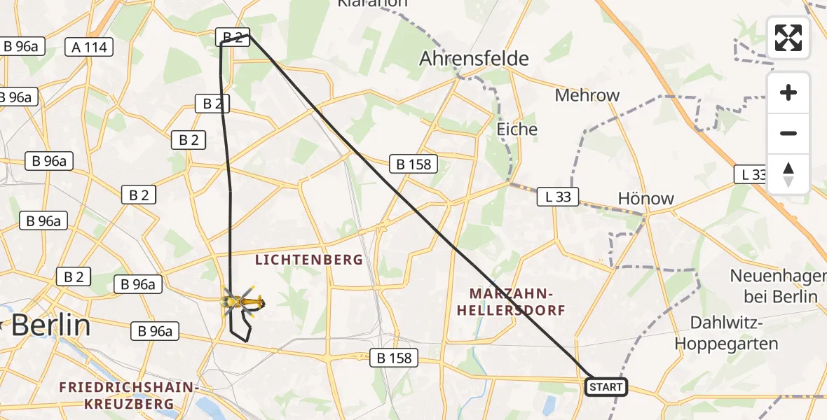 Flugroute Rettungshubschrauber Berlin - Berlin, 04 Oktober 2026, 17:08