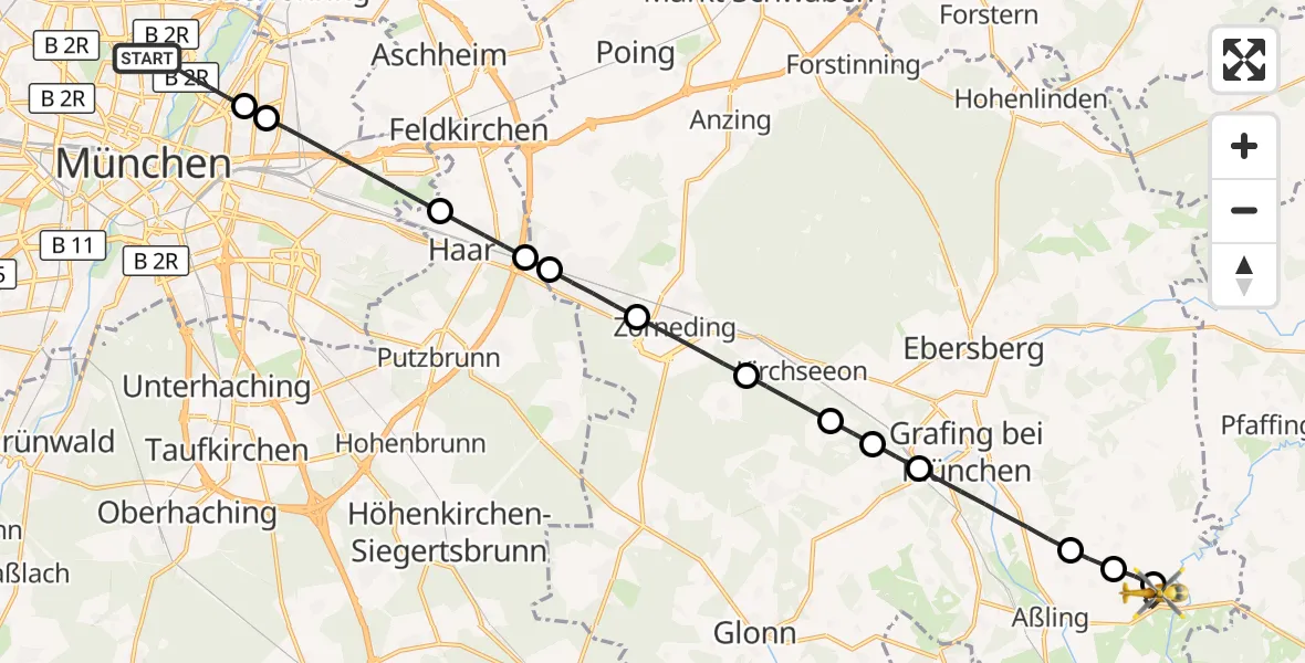 Flugroute Rettungshubschrauber München - Emmering, 04 Oktober 2026, 17:14