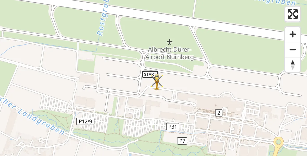 Flugroute Rettungshubschrauber Flughafen Nuremberg - Flughafen Nuremberg, 05 Oktober 2026, 06:31