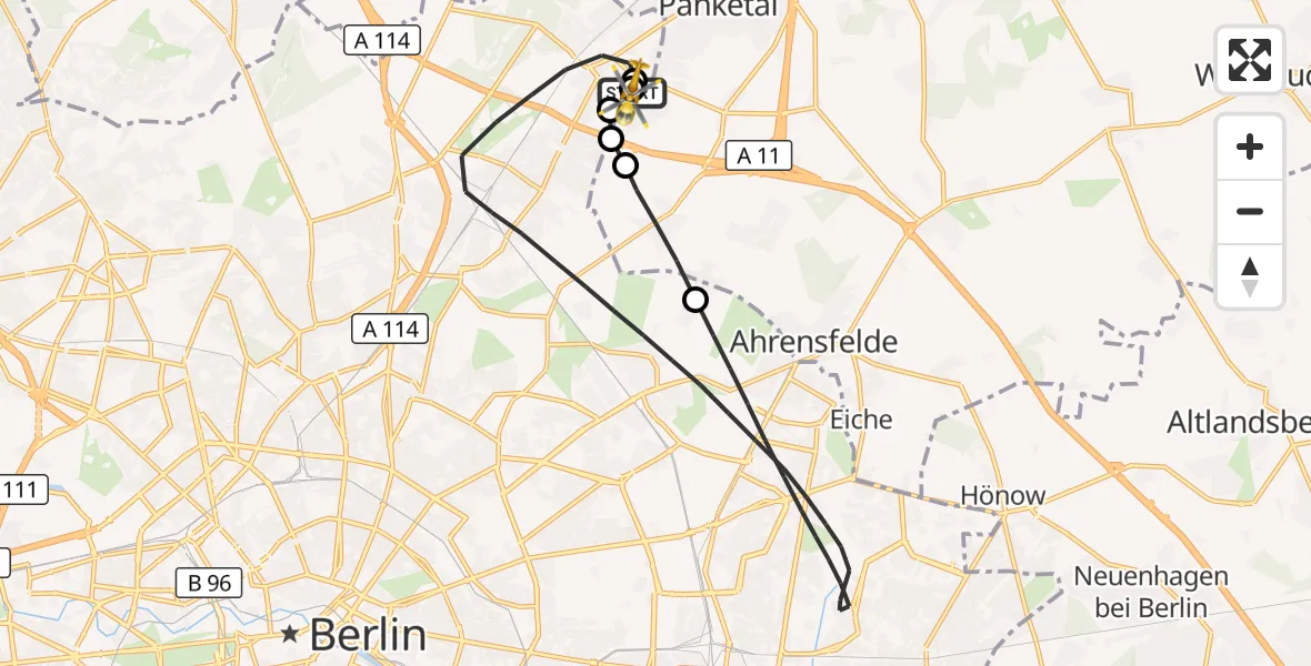 Flugroute Rettungshubschrauber Helios Clinic Berlin-Buch - Helios Clinic Berlin-Buch, 05 Oktober 2026, 06:35