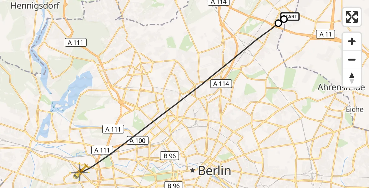 Flugroute Rettungshubschrauber Helios Clinic Berlin-Buch - Berlin, 05 Oktober 2026, 07:01
