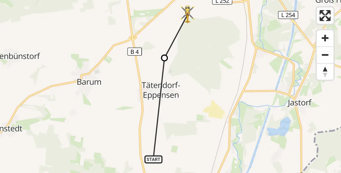 Flugroute Rettungshubschrauber Emmendorf - Bad Bevensen, 05 Oktober 2026, 08:02