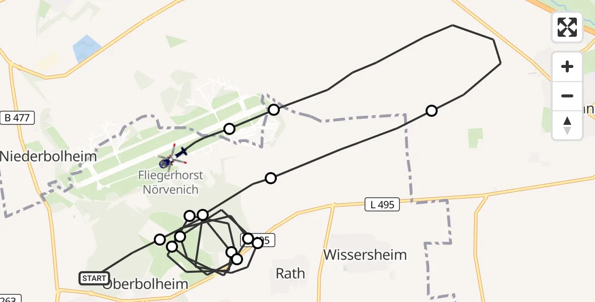 Flugroute Polizeihubschrauber Nörvenich - Militärflugplatz Nörvenich, 05 Oktober 2026, 08:48