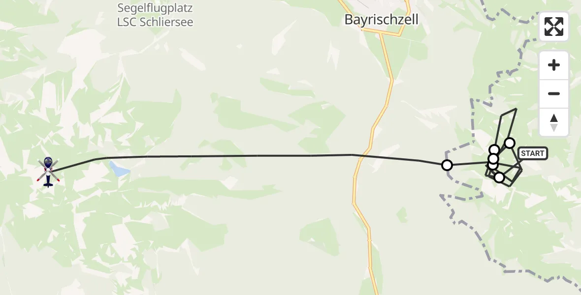 Flugroute Polizeihubschrauber Oberaudorf - Bayrischzell, 05 Oktober 2026, 08:50