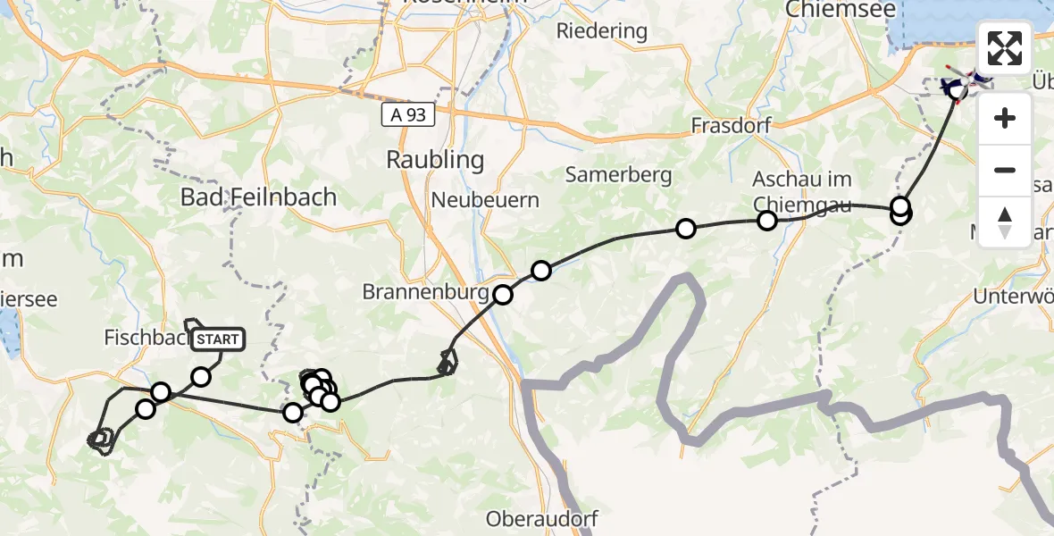 Flugroute Polizeihubschrauber Fischbachau - Bernau a.Chiemsee, 05 Oktober 2026, 08:59