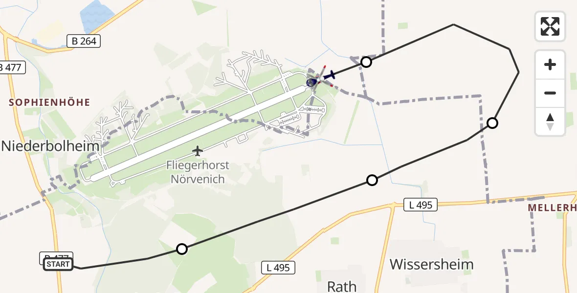 Flugroute Polizeihubschrauber Nörvenich - Kerpen, 05 Oktober 2026, 09:02