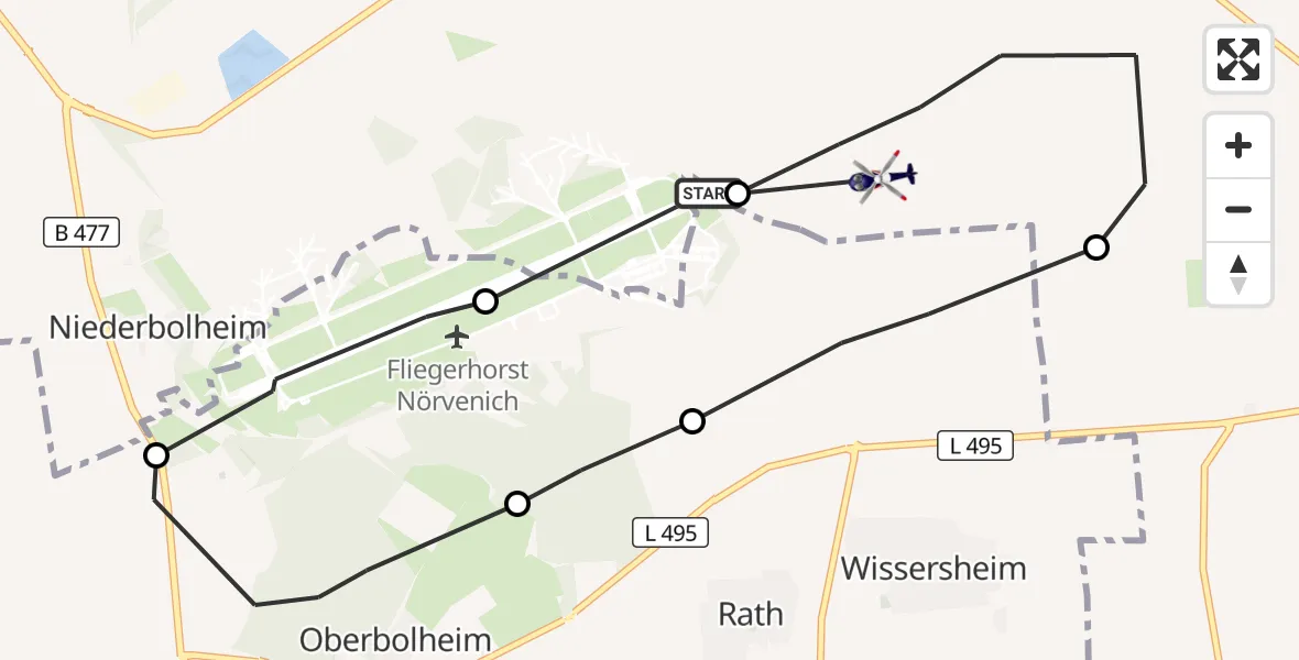 Flugroute Polizeihubschrauber Kerpen - Erftstadt, 05 Oktober 2026, 09:06