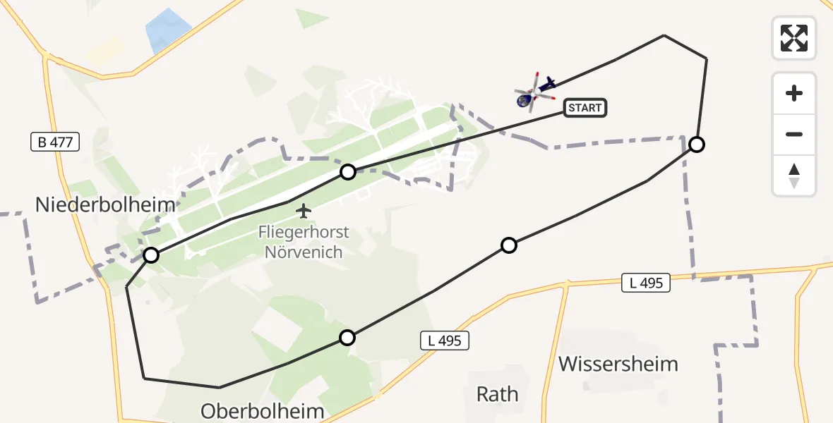 Flugroute Polizeihubschrauber Erftstadt - Kerpen, 05 Oktober 2026, 09:13