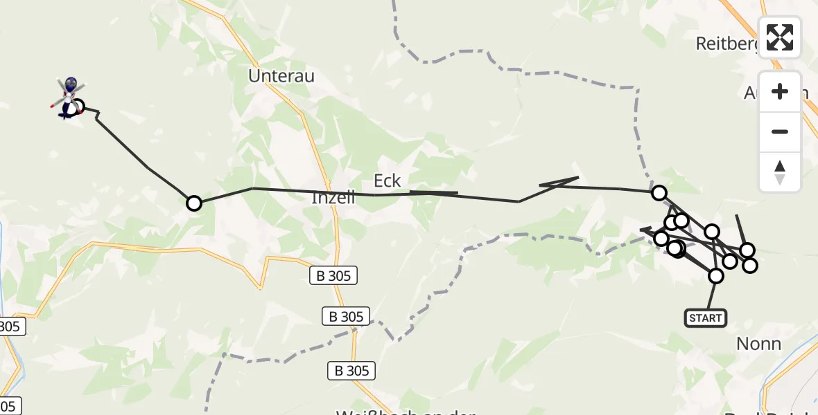 Flugroute Polizeihubschrauber Bad Reichenhall - Siegsdorf, 05 Oktober 2026, 09:23