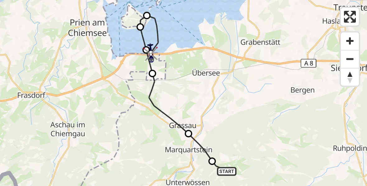 Flugroute Polizeihubschrauber Unterwössen - Bernau a.Chiemsee, 05 Oktober 2026, 09:46