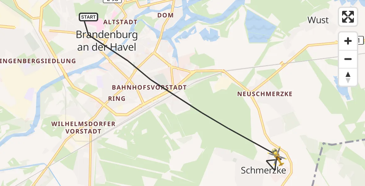Flugroute Rettungshubschrauber Brandenburg an der Havel - Brandenburg an der Havel, 05 Oktober 2026, 10:37