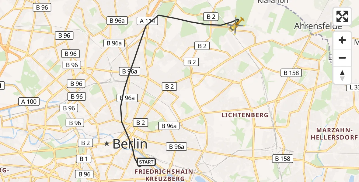 Flugroute Rettungshubschrauber Berlin - Berlin, 05 Oktober 2026, 10:54