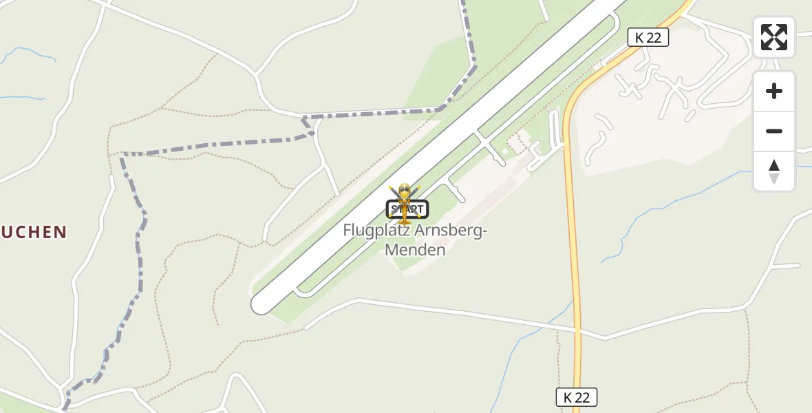Flugroute Rettungshubschrauber Arnsberg-Menden Flugplatz - Arnsberg-Menden Flugplatz, 05 Oktober 2026, 11:01