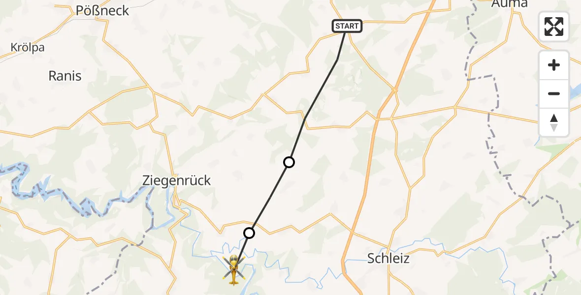Flugroute Rettungshubschrauber Neustadt an der Orla - Schleiz, 05 Oktober 2026, 11:39