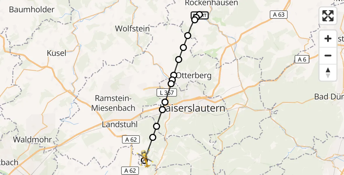 Flugroute Rettungshubschrauber Imsweiler UL - Linden, 05 Oktober 2026, 11:45