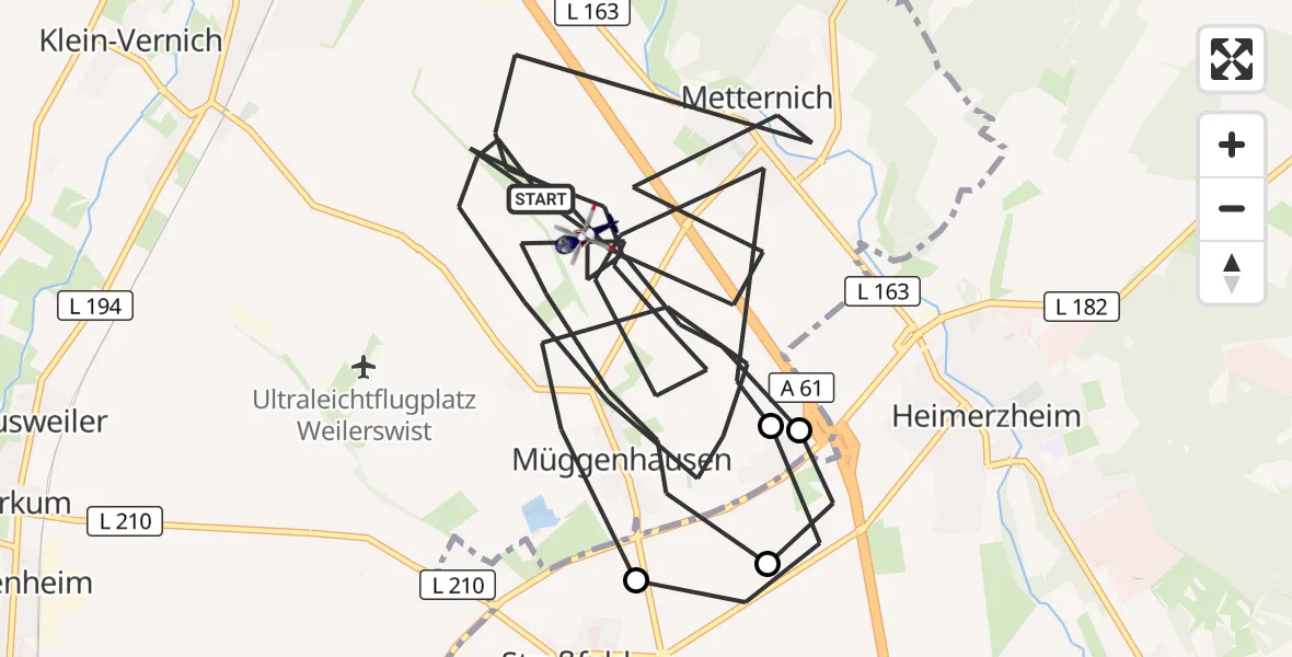 Flugroute Polizeihubschrauber Weilerswist - Weilerswist, 05 Oktober 2026, 12:05
