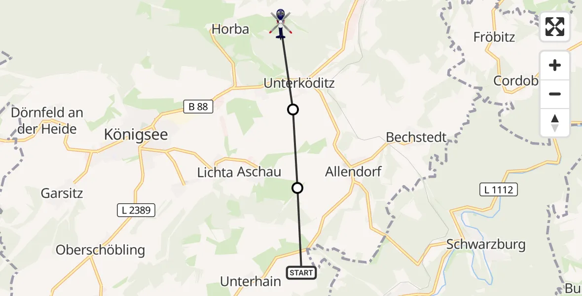 Flugroute Polizeihubschrauber Königsee - Königsee, 05 Oktober 2026, 12:28