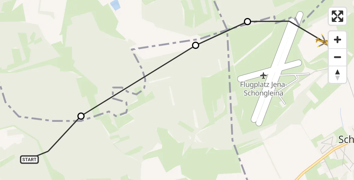 Flugroute Rettungshubschrauber Schlöben - Schöngleina, 05 Oktober 2026, 12:44