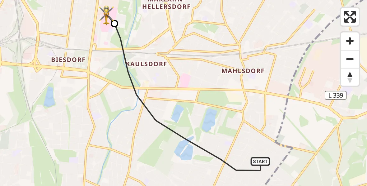 Flugroute Rettungshubschrauber Berlin - Berlin Emergency Hospital, 05 Oktober 2026, 13:12