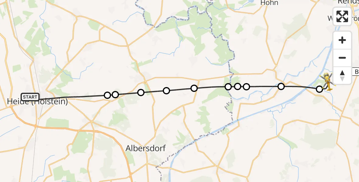 Flugroute Ambulanzhubschrauber Heide - Hörsten, 05 Oktober 2026, 13:27