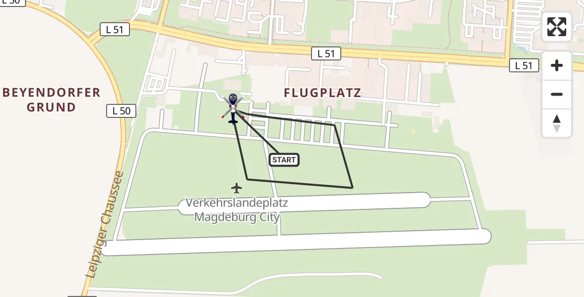 Flugroute Polizeihubschrauber Magdeburg City Flugplatz - Magdeburg City Flugplatz, 05 Oktober 2026, 13:39