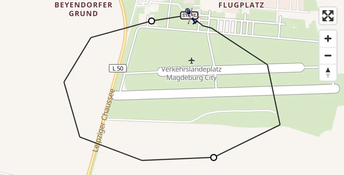 Flugroute Polizeihubschrauber Magdeburg City Flugplatz - Magdeburg City Flugplatz, 05 Oktober 2026, 13:45