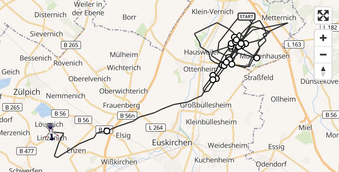 Flugroute Polizeihubschrauber Weilerswist - Zülpich, 05 Oktober 2026, 14:57