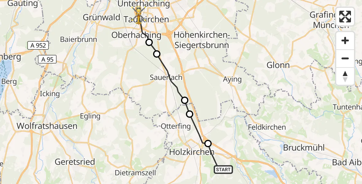 Flugroute Rettungshubschrauber Valley - Taufkirchen, 05 Oktober 2026, 14:58