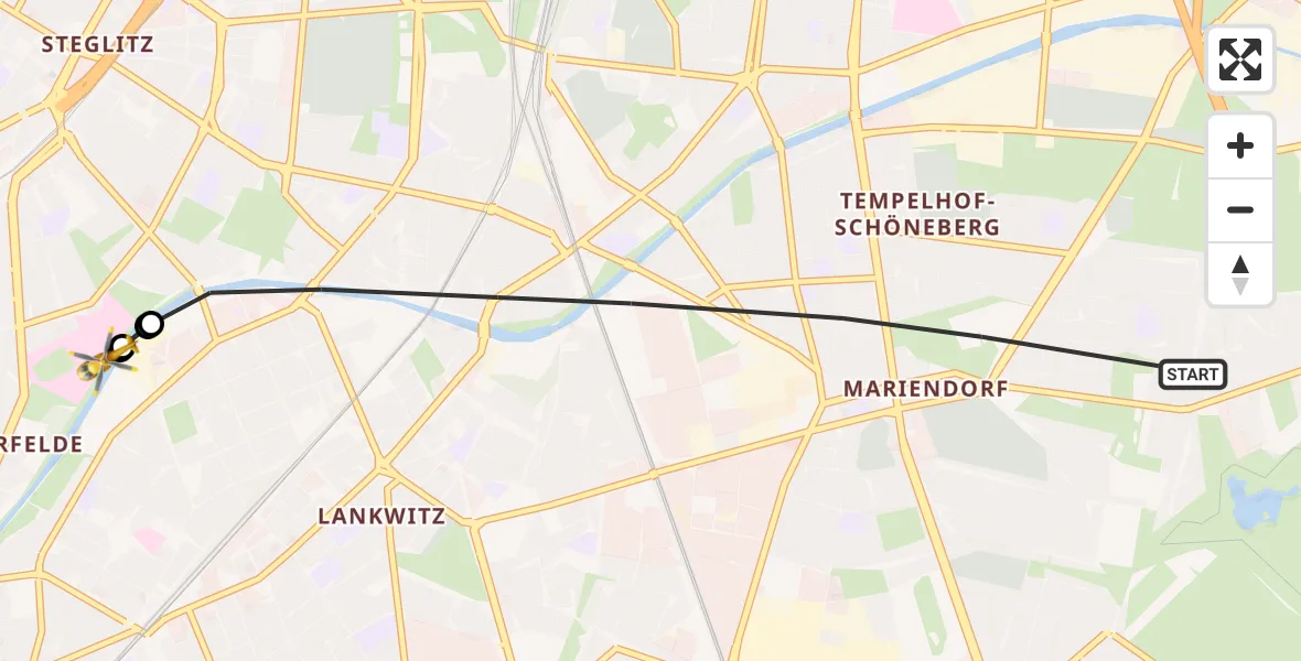 Flugroute Rettungshubschrauber Berlin - Charité Clinic Benjamin Franklin Campus, 05 Oktober 2026, 15:09